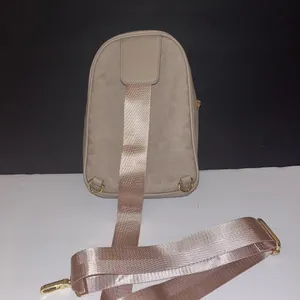 Leathered Cream Sling Crossbody Bag with Gold Accents thumbnail 6
