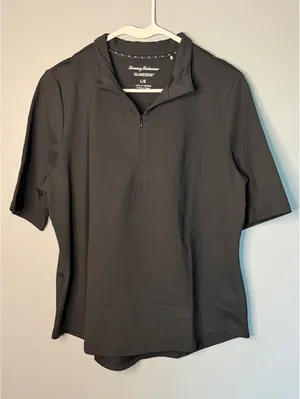Tommy Bahama IslandZone Women's Black Half-Zip Polo Shirt Size L thumbnail 1