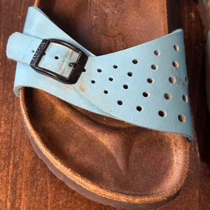 Birkenstock Birki's Salina Sandals 37 L6 M4 Blue Leather Perforated Well Worn thumbnail 4