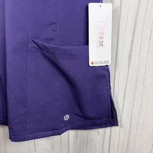 NWT RBX Mixed Media Medical Scrubs Top Purple Black Gray, Large thumbnail 4