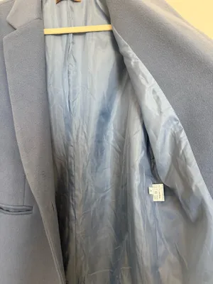 Women’s Light Blue Tailored Long Lightweight Coat with Pockets Minimalist Size S thumbnail 7