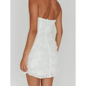 Selfie Leslie In Paris Embellished Strapless Rosette Mini Dress White XS thumbnail 2