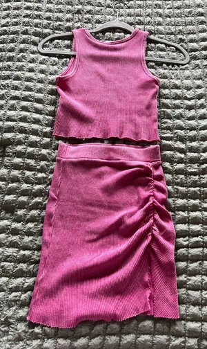 Mystique Boutique Pink ribbed crop top and skirt set #coordinatingset #outfit thumbnail 1