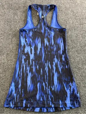 Lululemon Racer Back Tank Top Size 2 Blue Black Color Athletic Great Condition thumbnail 2