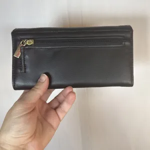 Unbranded Travel Large Trifold Leather Wallet - Black Preowned thumbnail 2