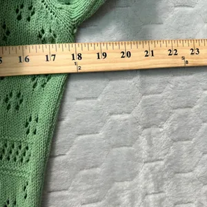 Sandro Paris Joe Pointelle Open Knit Top M Green‎ Cottagecore Soft Girl Romantic thumbnail 8