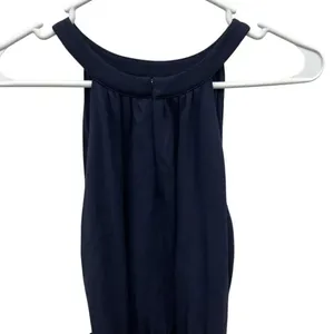 Ann Taylor Halter Midi Dress Keyhole Neckline Navy Small NEW #734 thumbnail 3