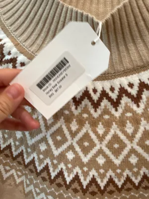Sugarlips NWT Beige Brown Fair Isle Nordic Mock Neck Sweater Small thumbnail 3
