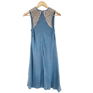 Fairy Grunge Beaded Linen Dress XS Indie Sleaze Angel Eclectic Artsy Free Spirit thumbnail 4