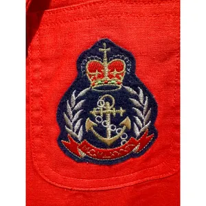 Vintage Red Nautical Crest Blazer Gold Buttons Ramie Cotton Women’s M thumbnail 2