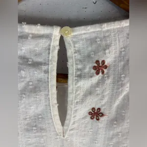 Universal Thread S Embroidered Swiss Dot Cotton Cream Top w Brown Floral thumbnail 8