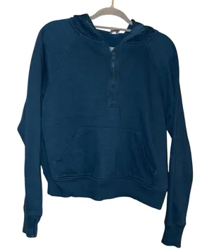 Members Mark Womens Ribbed Half‎ Zip Hoodie Lu Blue Size Medium thumbnail 1