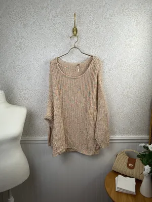 Free People Oversized Confetti Combo Neon Lights Sweater - Size - Small thumbnail 4
