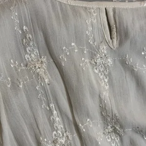 Women's Embroidered Smocked Top Size S Ethereal Fairycore Split Sleeve Sheer thumbnail 7