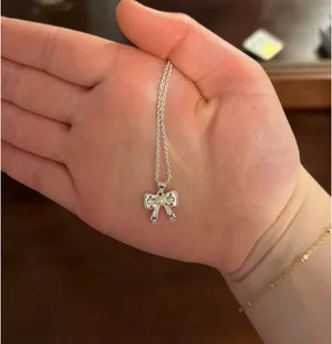 evry jewels silver bow necklace thumbnail 1