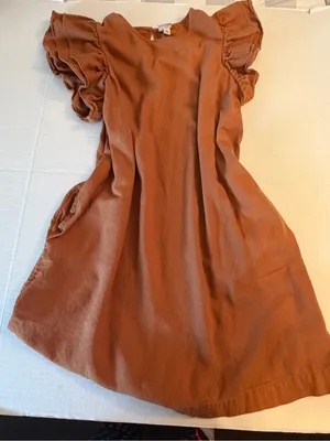 a new day Rust Brown Ruffle Sleeve women’s Dress size Large linen blend thumbnail 1