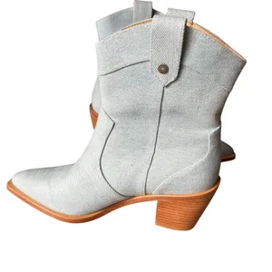 7 For All Mankind Women's 6 Denim Blue‎ Western Cowboy Ankle Boots Festival thumbnail 5