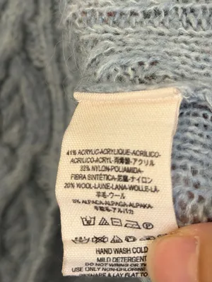 Free People Blue Distressed Turtleneck Sweater Size XS Oversized Wool Cable Knit thumbnail 7
