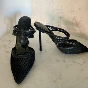 New! Jessica Rich Ysabelle Fishnet Pointed Toe Heels in‎ Black Sz 37 US 6.5 thumbnail 3