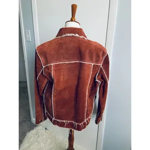 Vintage Bohemian Auburn Red Fringe Leather Jacket thumbnail 2