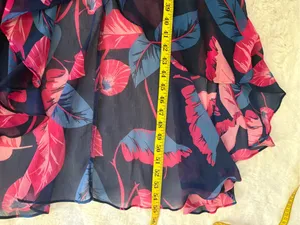 Express Off The Shoulder High Low Maxi Dress Size Small Vacation Tropical Flowy thumbnail 8