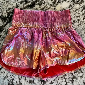 Free People Movement The Way Home Shorts In Pink Rainbow Metallic Size Medium thumbnail 3