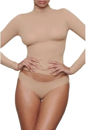 SKIMS Fits Everybody Funnel Neck Top in Sienna Size Large thumbnail 1