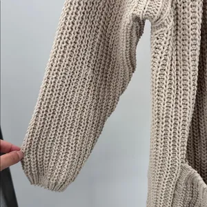 POL Beige Knit Women's Cardigan knit oversized open front M neutral casual thumbnail 8