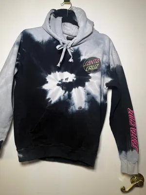 Santa Cruz Skateboards Womens Tie-Dye Hoodie Sweatshirt - Black & Gray Small thumbnail 1