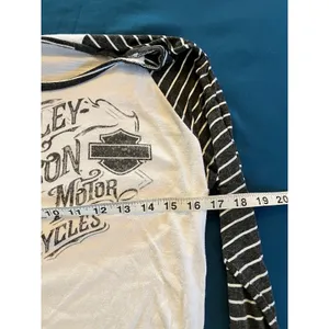 Women's Harley-Davidson Incremental Delusions Striped Shirt Top S Lawless HD FL thumbnail 3