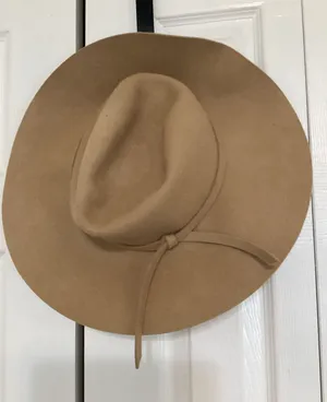 Tan Wide Brim Wool Fedora Hat thumbnail 1