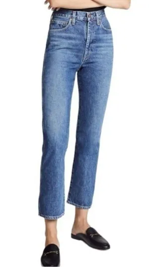 AGOLDE Denim Women’s Size 25 Placebo Blue High Rise Pinch Waist Kick Jeans thumbnail 2