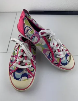 Coach Barrett Poppy canvas sneakers Signature Pattern Tennis Shoes Size‎ 8.5B thumbnail 1
