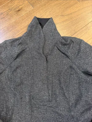 Lululemon Think Fast Pullover in Heathered Herringbone Black Size 10? - C30-131 thumbnail 3