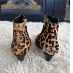 Sam Edelman Leopard Print Hair Calf Leather Pointed Toe Zip Up Ankle Boots Sz‎ 6 thumbnail 4