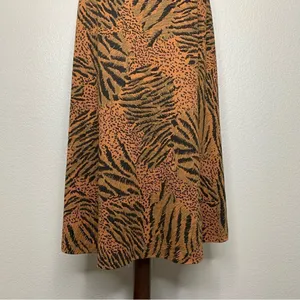 Silver Threads Vintage Animal Print Stretchy Knit Pull On Midi Skirt, Sz Medium thumbnail 3