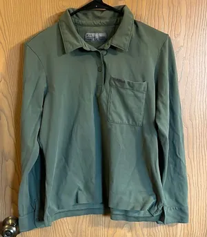 FIGSPRO Pique Longsleeve Polo Top Olive‎ Green Medium thumbnail 1