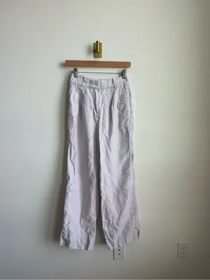 Aritzia Wilfred The Effortless Pant London Grey Linen Lyocell Wide Leg Size 4 thumbnail 3