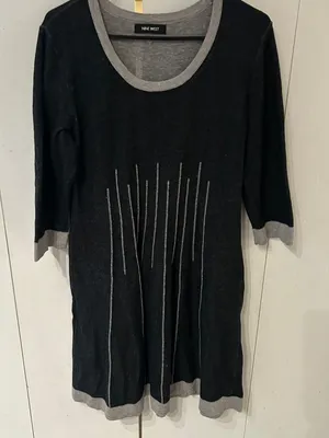 Nine West Black and Gray Tunic Top thumbnail 1