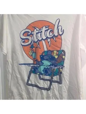 Disney stitch, tropical lounge chair, and drink colorful Graphic shirt thumbnail 5