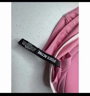 Pink Active Victoria's Secret Sports Bra Pink White Trim Molded Cup Large L/G thumbnail 3