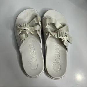 Chaco chillos slides sandals all‎ white size 10 thumbnail 5