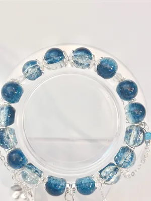Hand Crafted Blue Beaded Charm Bracelet with Whale Tail And Butterfly Accents thumbnail 5