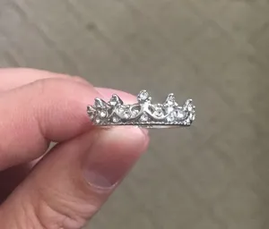 Silver Rhinestone Princess Crown Ring thumbnail 5