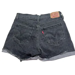 Levi's Mid Length Cut Off Shorts Womens 26 Black Denim Raw Hem Stretch Classic thumbnail 6