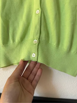 Vintage Lilly Pulitzer Bright Lime Green Button-Front Cardigan thumbnail 4