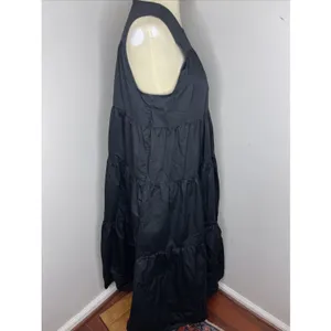 Co Essentials‎ Black Sleeveless Tiered Poplin Midi Dress Medium M thumbnail 5
