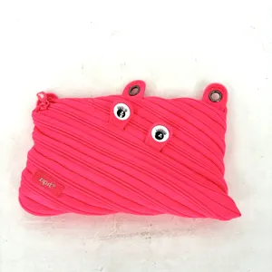 ZIPIT Monster Pencil Case Hot Pink Zipper Pouch School Makeup Bag 9" NEW thumbnail 3