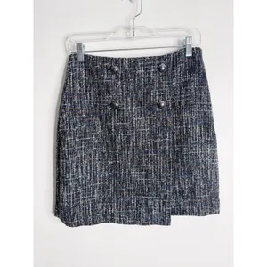 Loft Faux Wrap Tweed Mini Skirt Size 0 Office Career Workwear‎ Minimalist thumbnail 2