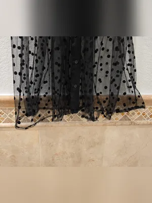 Zara tulle sheer polka dot Black dress XS thumbnail 5